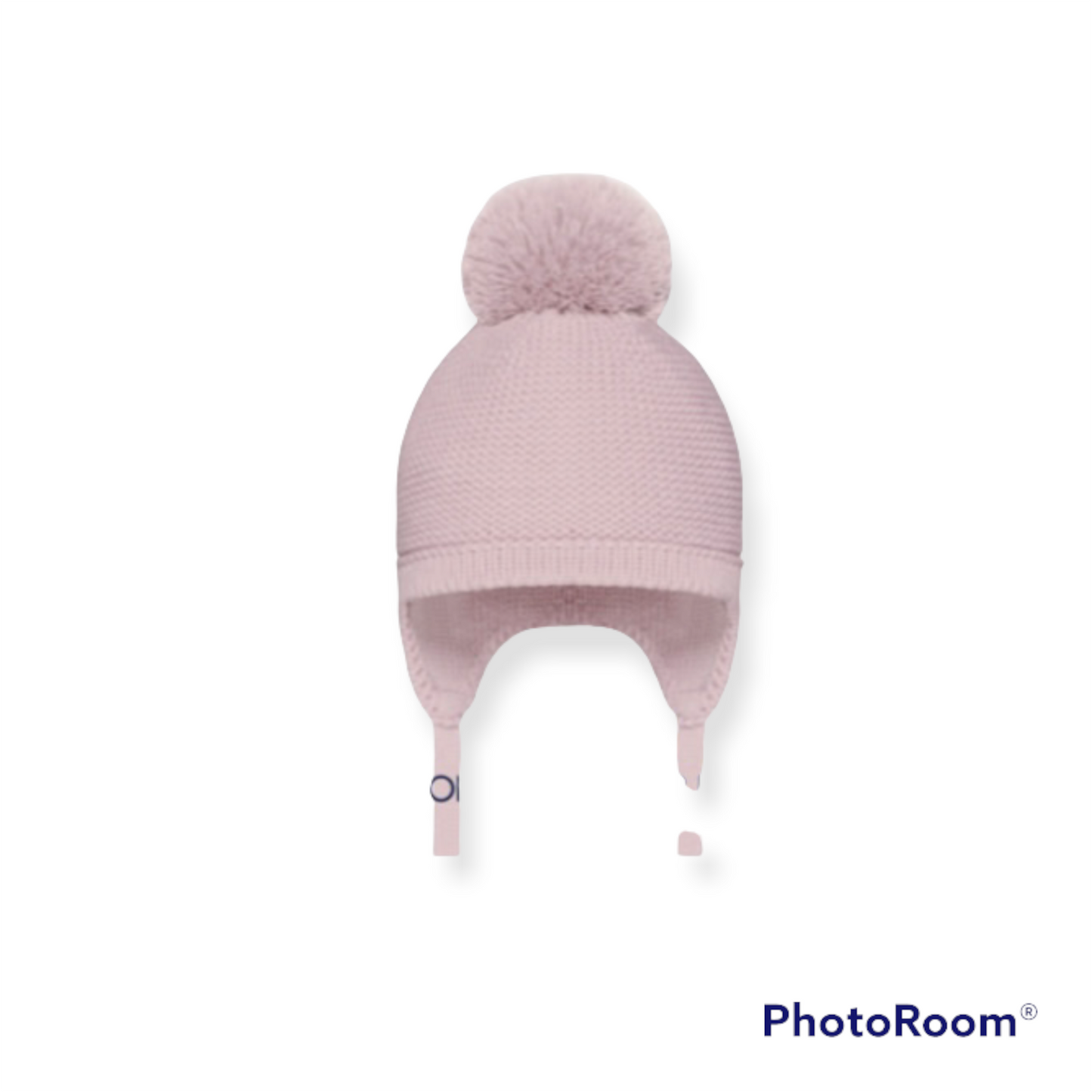 Tuque à oreilles pour bébé - Pompon en acrilique- Rose poudre - 0 à 24 mois
