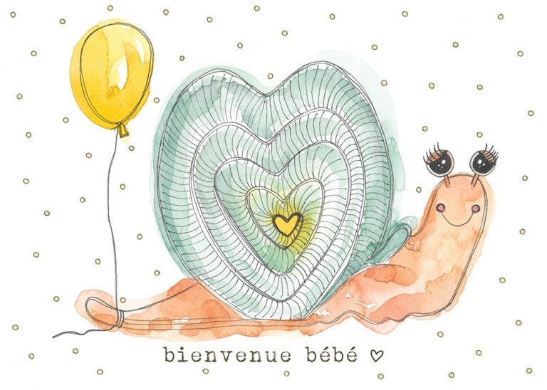 Carte avec illustration à l'aquarelle - Estelle 03 - Bienvenue bébé