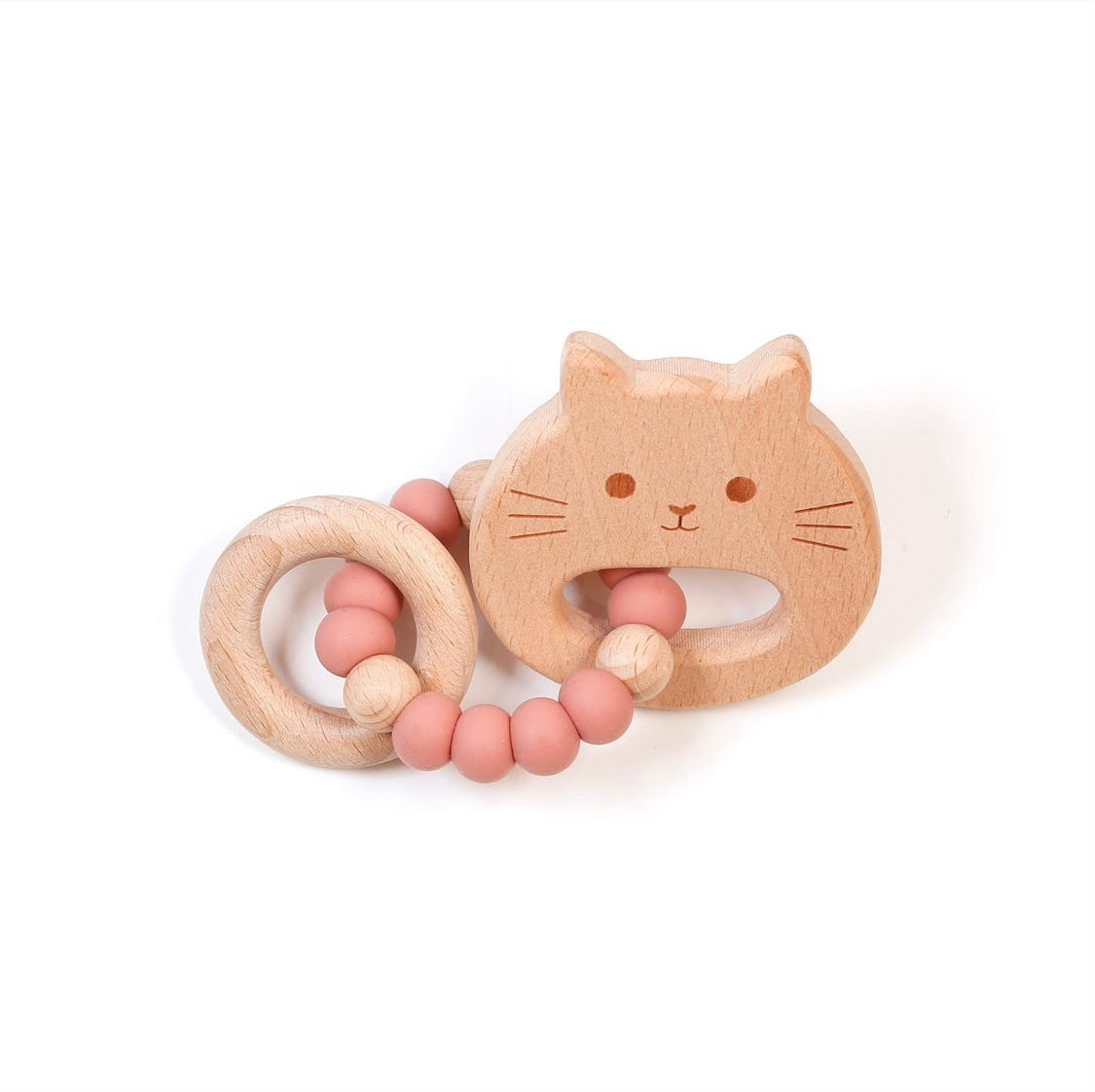 Hochet de bois Mini - Chaton blush