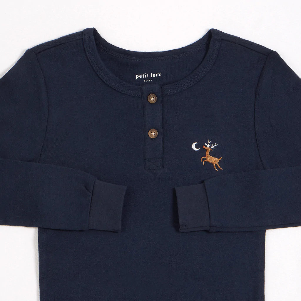 Ensemble à col henley à imprimés de Père Noël et ses rennes phosphorescent(2 pcs.) 8 à 14 ans