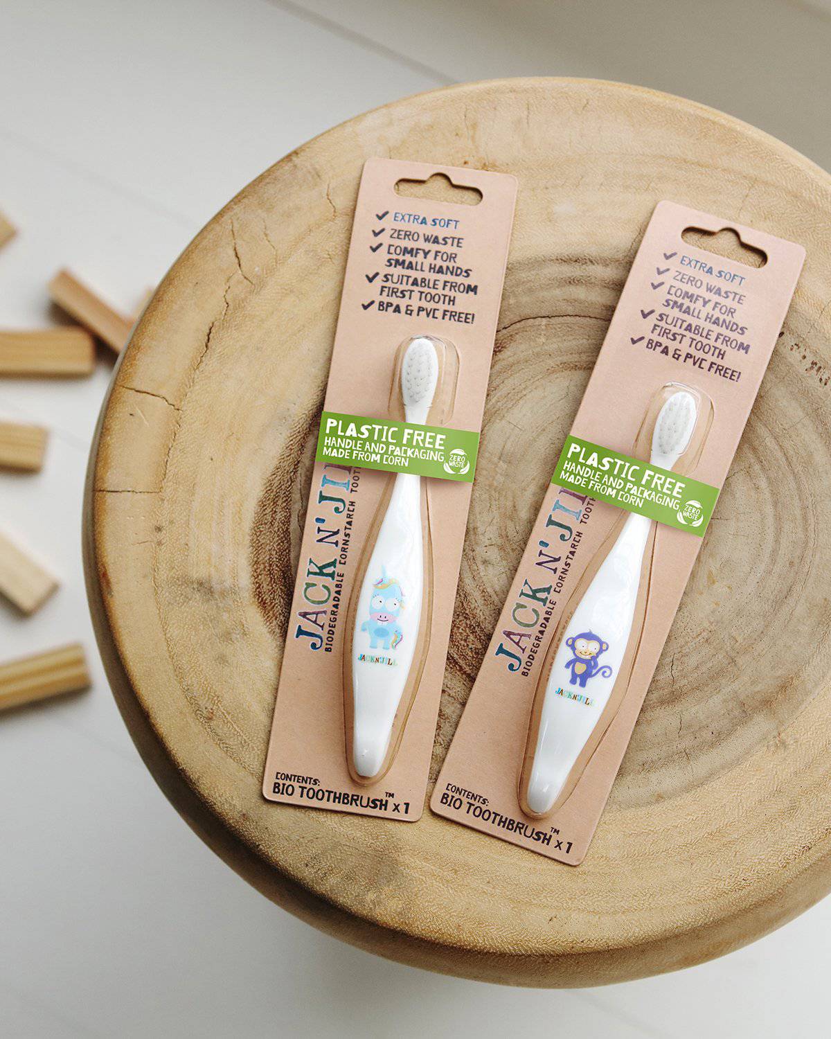 Brosse à dents avec poignée compostable et biodégradable Jack N 'Jill Bio (TM) Licorne