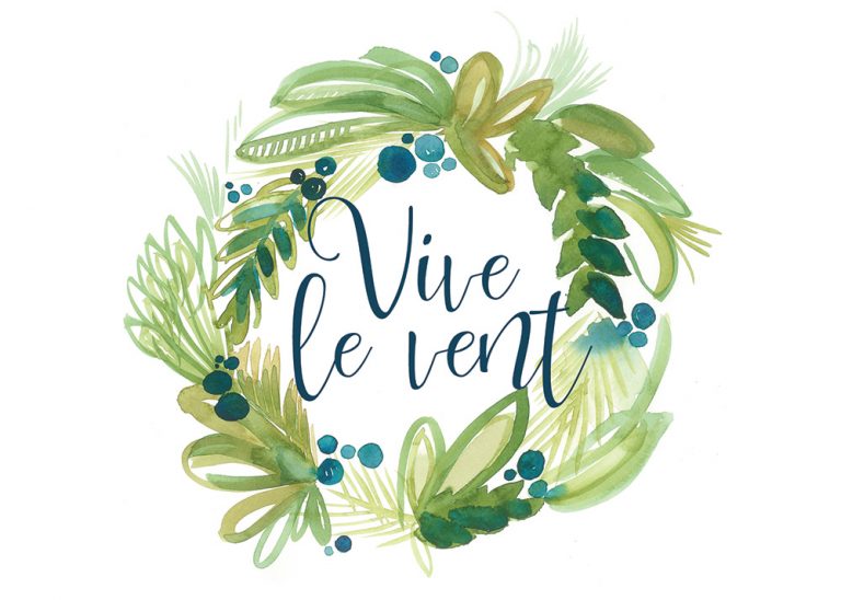 Carte avec illustration à l'aquarelle AUGUSTINE | 01 Vive le vent