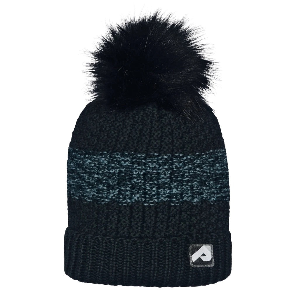 Tuque d'hiver pour fille avec pompon détachable - Noir -2 à 12 ans