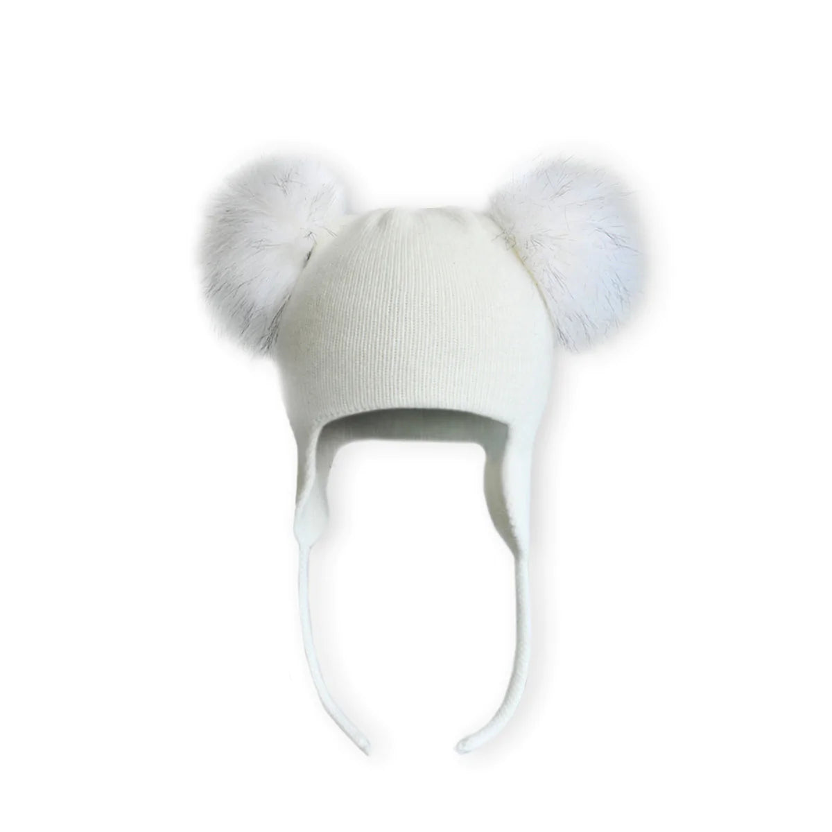 Tuque d’hiver à pompon 2 synthétiques MACAZA -ANGORA - Blanc- 6 mois à 4 ans