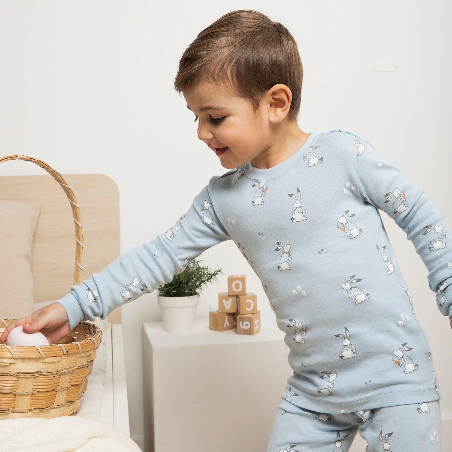Ensemble pyjama bleu à imprimés de lapins (2 pcs.) 2 à 14 ans