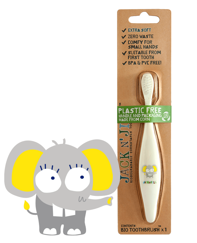Brosse à dents avec poignée compostable et biodégradable Jack N 'Jill Bio (TM) Éléphant