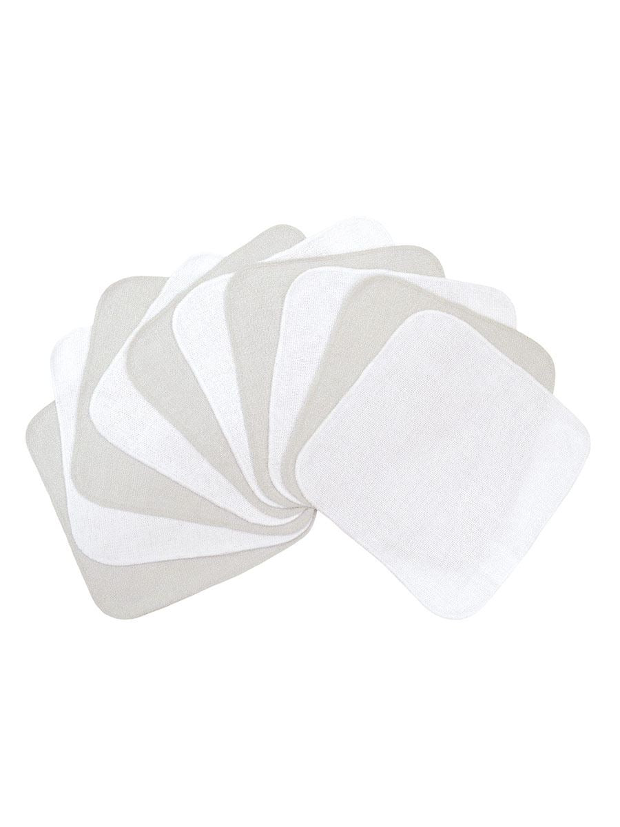 Ensemble de 10 débarbouillettes  - Gris/Blanc
