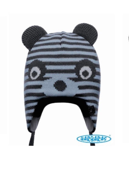 Tuque mi-saison rayée ourson à oreilles - Bleu - 9 à 18 mois