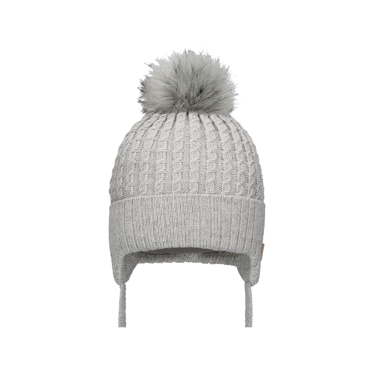 Tuque à oreilles pour bébé et enfant - Pompon synthétique - Gris