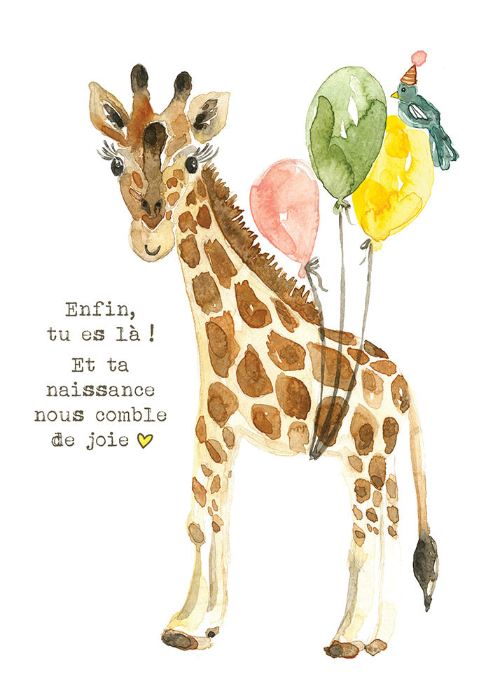 Carte avec illustration à l'aquarelle - Gisèle 03 - Enfin tu es là