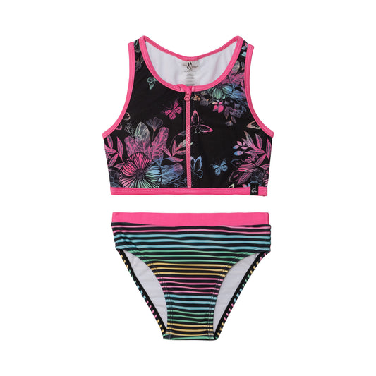 Maillot de bain 2 pièces rayé papillon E30NG62-000 - 3-14 ans