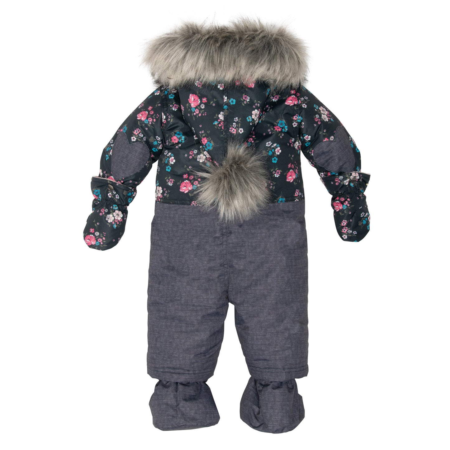 HABIT DE NEIGE 1 PIÈCE « Gris texturé et imprimé de fleurs » D10H702-003 - 6 à 24 mois