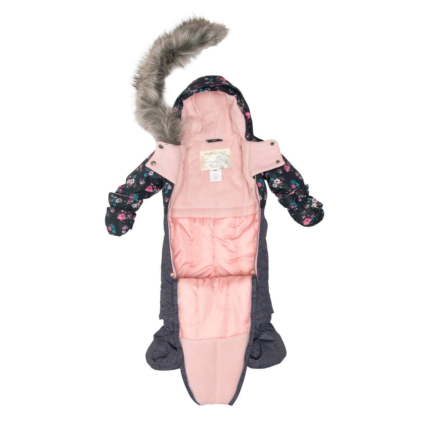 HABIT DE NEIGE 1 PIÈCE « Gris texturé et imprimé de fleurs » D10H702-003 - 6 à 24 mois