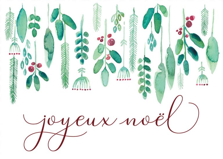 Carte avec illustration à l'aquarelle DIANA | 01 joyeux noël