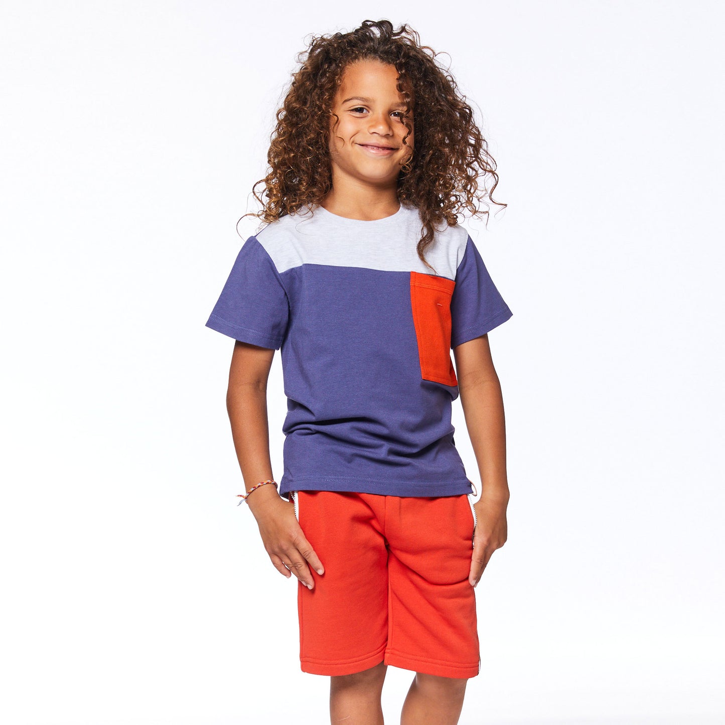 Culotte courte en french Terry avec pocher à zip E30U28-847 - Rouge - 2 à 12 ans