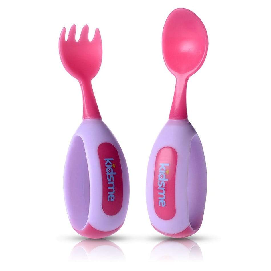 Cuillère et fourchette pour tout-petits - Rose