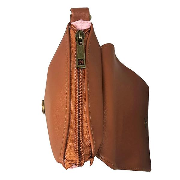 Mini sac à bandoulière (Similicuir) - Caramel