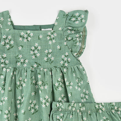 Ensemble 2 pièces robe et culotte - Vert - 3 à 24 mois