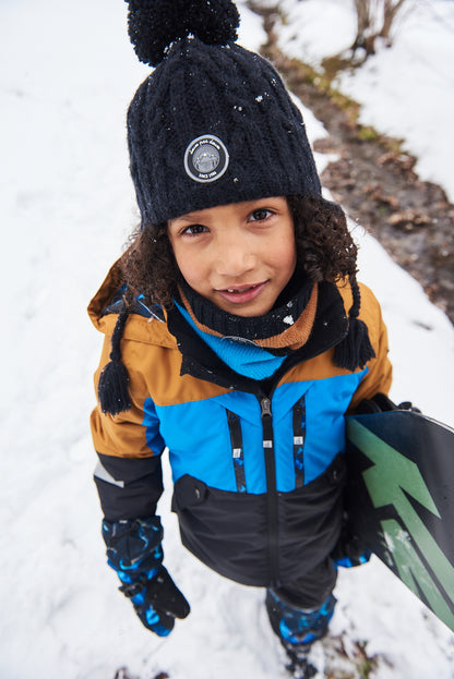 Tuque d’hiver en tricot avec oreille - Noir - G10XT1-999  2/4  à 5/8 ans