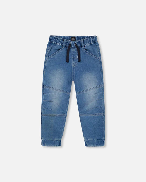 Pantalon jogger en denim pâle extensible - Essentiels - G20YB24-125 - 2 à 12 ans