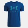 Boys' UA T-Shirt Hoops Logo - 6009320-426 - Bleu - 7 à 14 ans