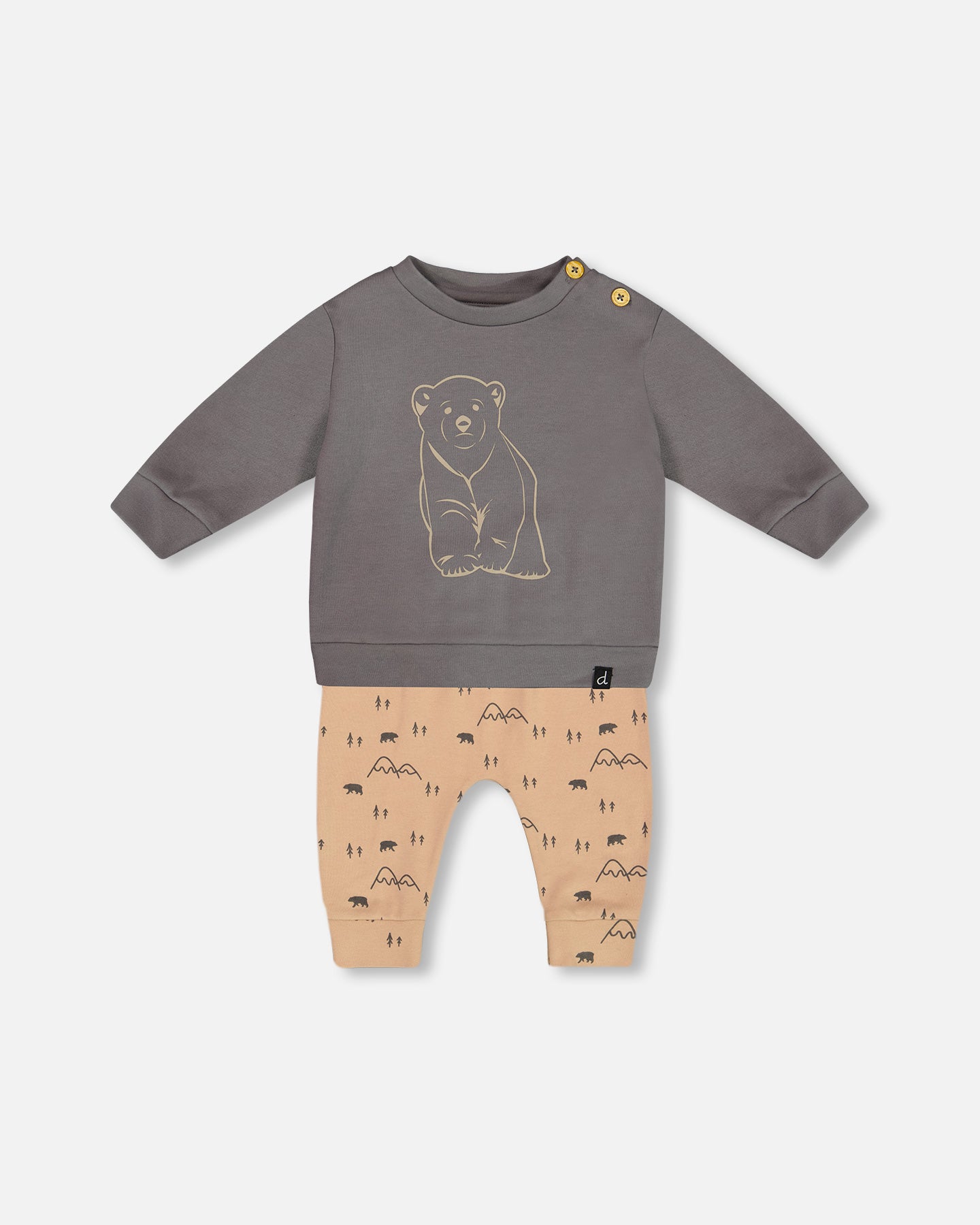 Ensemble chandail et pantalon en coton organique - Maman ours et bébé ours - G20C10-049 - 3 à 24 mois