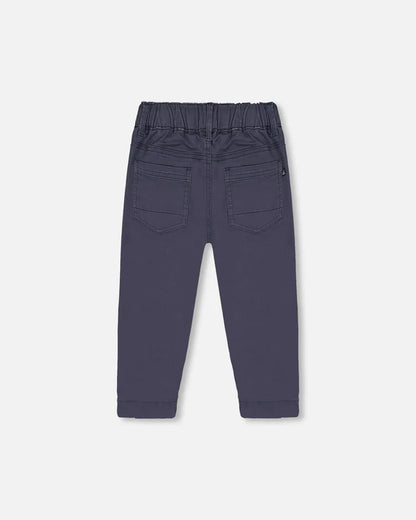 Pantalon jogger en twill gris extensible - Essentiels - G20YB21-963 - 2 à 12 ans