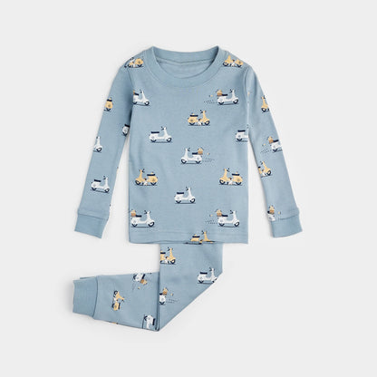 Ensemble pyjama bleu clair à imprimé de motorinos - 12 à 24 mois