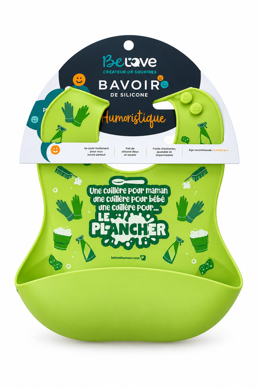 Bavoir Silicone - UNE CUILLÈRE POUR MAMAN…… UNE POUR LE PLANCHER -