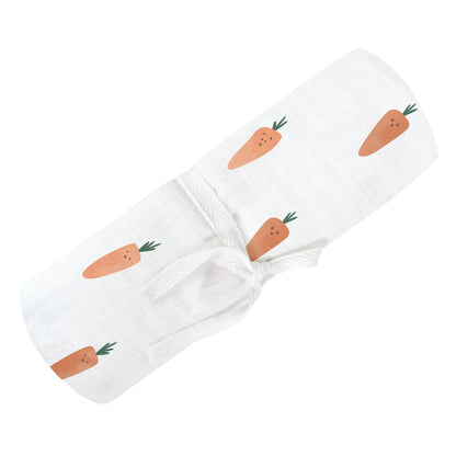 Couverture mousseline de coton unie - Carottes
