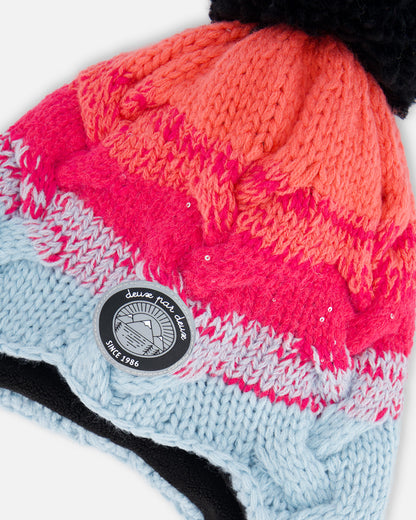 Tuque d’hiver en tricot avec oreille - Rayures - G10ZJ02-000 - 2/4  à 5/8 ans