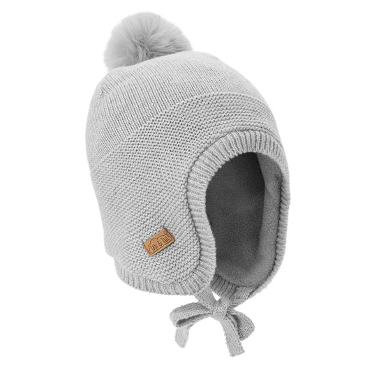 Tuque d’hiver à oreilles - Gris-  3 mois à 5 ans