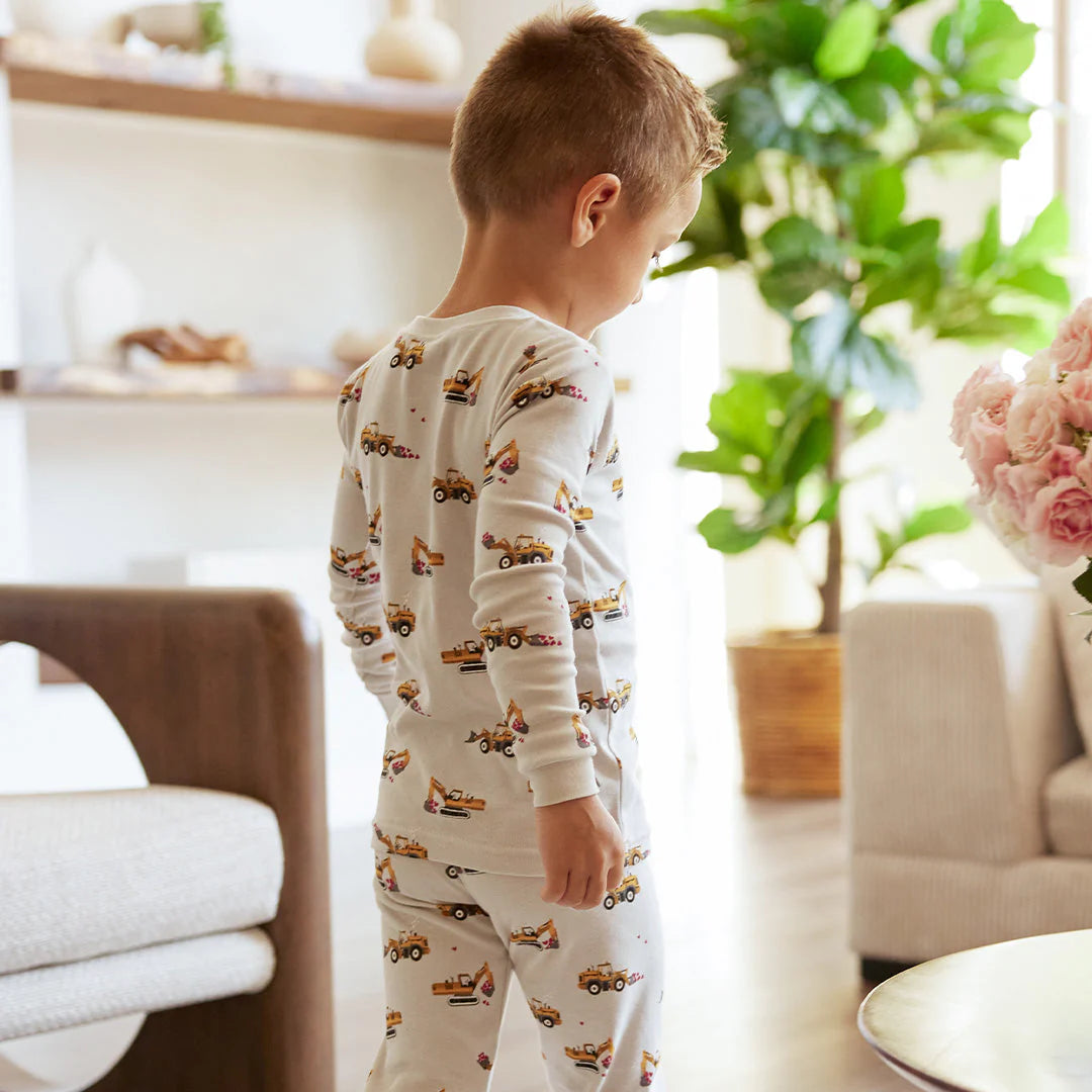 Ensemble de pyjama côtelé gris à imprimé de camion de la Saint-Valentin - 2 à 7 ans