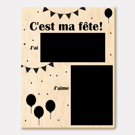 AFFICHE ANNIVERSAIRE EN BOIS