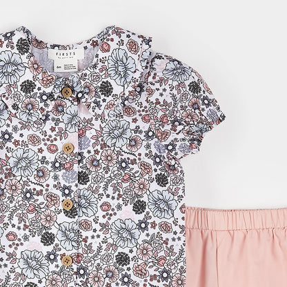 Ensemble 2 pièces chemisier et culotte courte - Rose - 3 à 24 mois