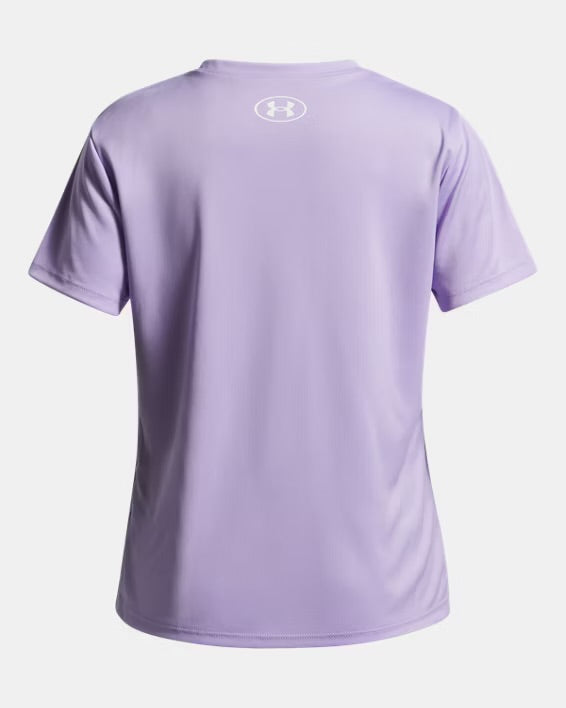 UA Girls' UA Tech Print Fill Short Sleeve lilas - 7 à 14 ans