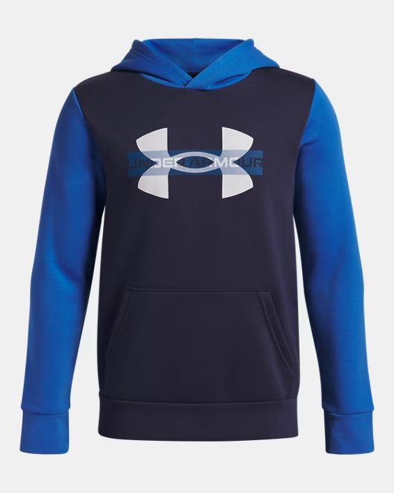 UA Boys' Rival Fleece Colorblock Graphic Hoodie Bleu/Blanc - 7 à 14 ans