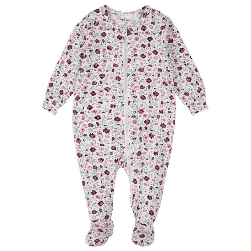 Dormeuse à pieds - Fleurs- Nouveau-né à 12 mois