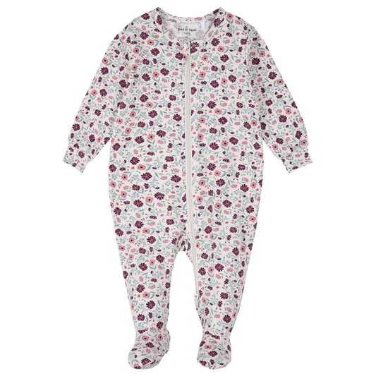 Dormeuse à pieds - Fleurs- Nouveau-né à 12 mois