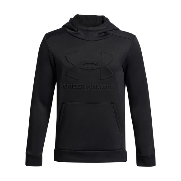 UA Boys' Armour Fleece Embossed Hoodie Noir  - 7 à 14 ans