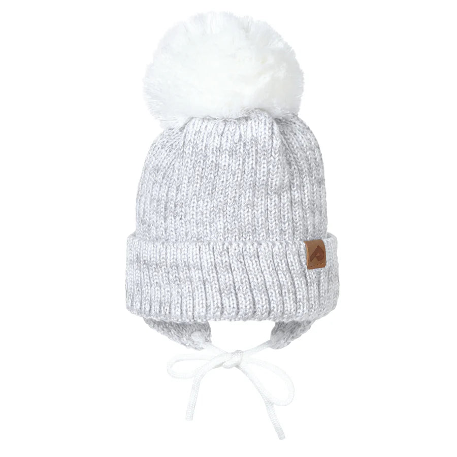 Tuque d’hiver en tricot avec oreilles - Gris/Blanc - 0/6 mois à 2/3X