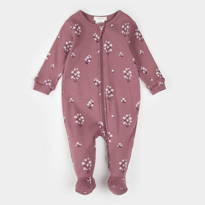 Dormeuse à pieds - Fleurs/Mauve - Nouveau-né à 12 mois