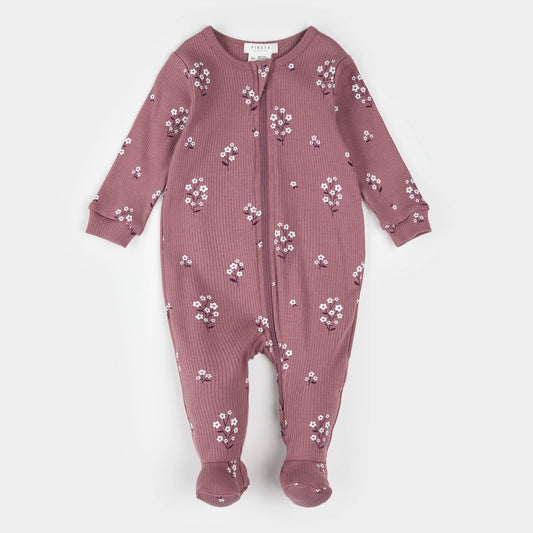 Dormeuse à pieds - Fleurs/Mauve - Nouveau-né à 12 mois
