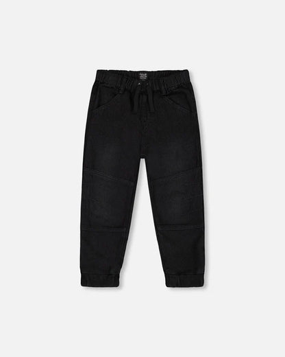 Pantalon jogger en denim noir extensible - Essentiels - G20YB24-124 - 2 à 12 ans