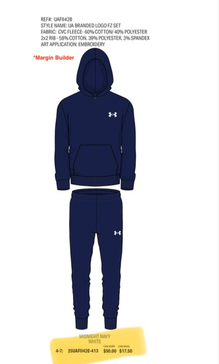 Ensemble en molton veste à manches longues et pantalon - Marine - 4 à 7 ans