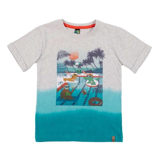 T-shirt ivoire - Party piscine - S2403-02 - 2 à 10 ans