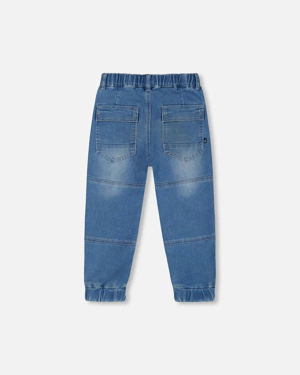 Pantalon jogger en denim pâle extensible - Essentiels - G20YB24-125 - 2 à 12 ans