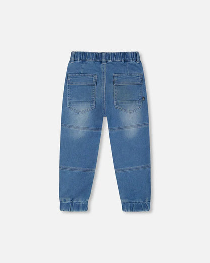 Pantalon jogger en denim pâle extensible - Essentiels - G20YB24-125 - 2 à 12 ans