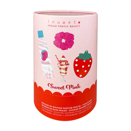 Coffret mousse de douche et accessoires - Fraise