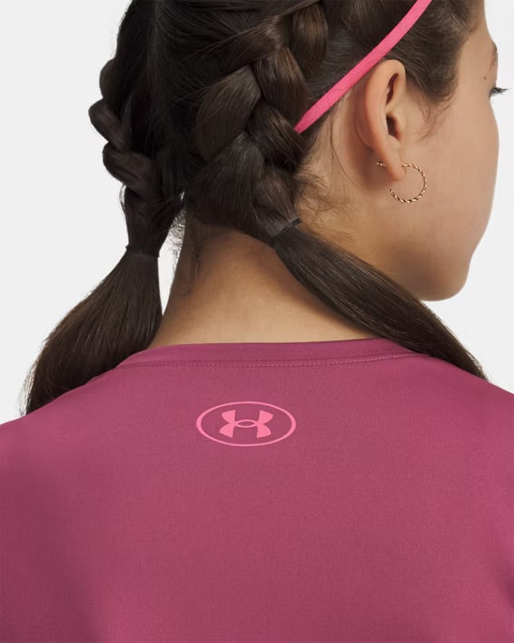 UA Girls' UA Tech Varsity Graphic Short Sleeve Fuchsia Dusk - 7 à 14 ans